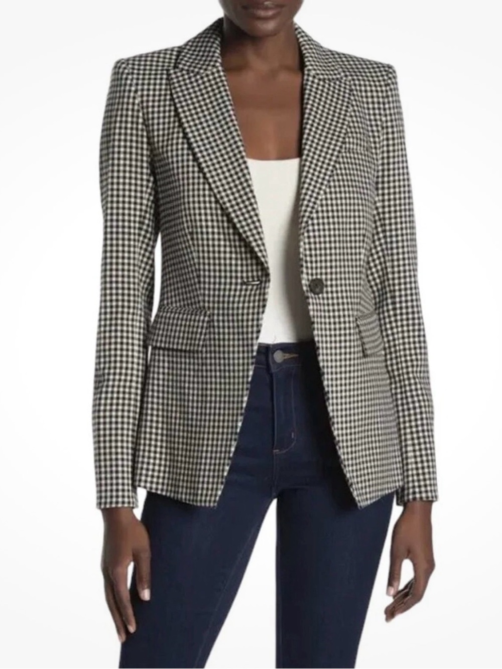 VERONICA BEARD  Athens Gingham Dickey Jacket Blazer Black White Size 2 EUC